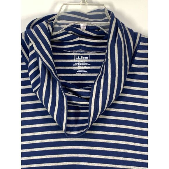 L.L. Bean Women's Striped Cowl Neck 3/4 Sleeve Top Blue Gray Size Large - Picture 3 of 7